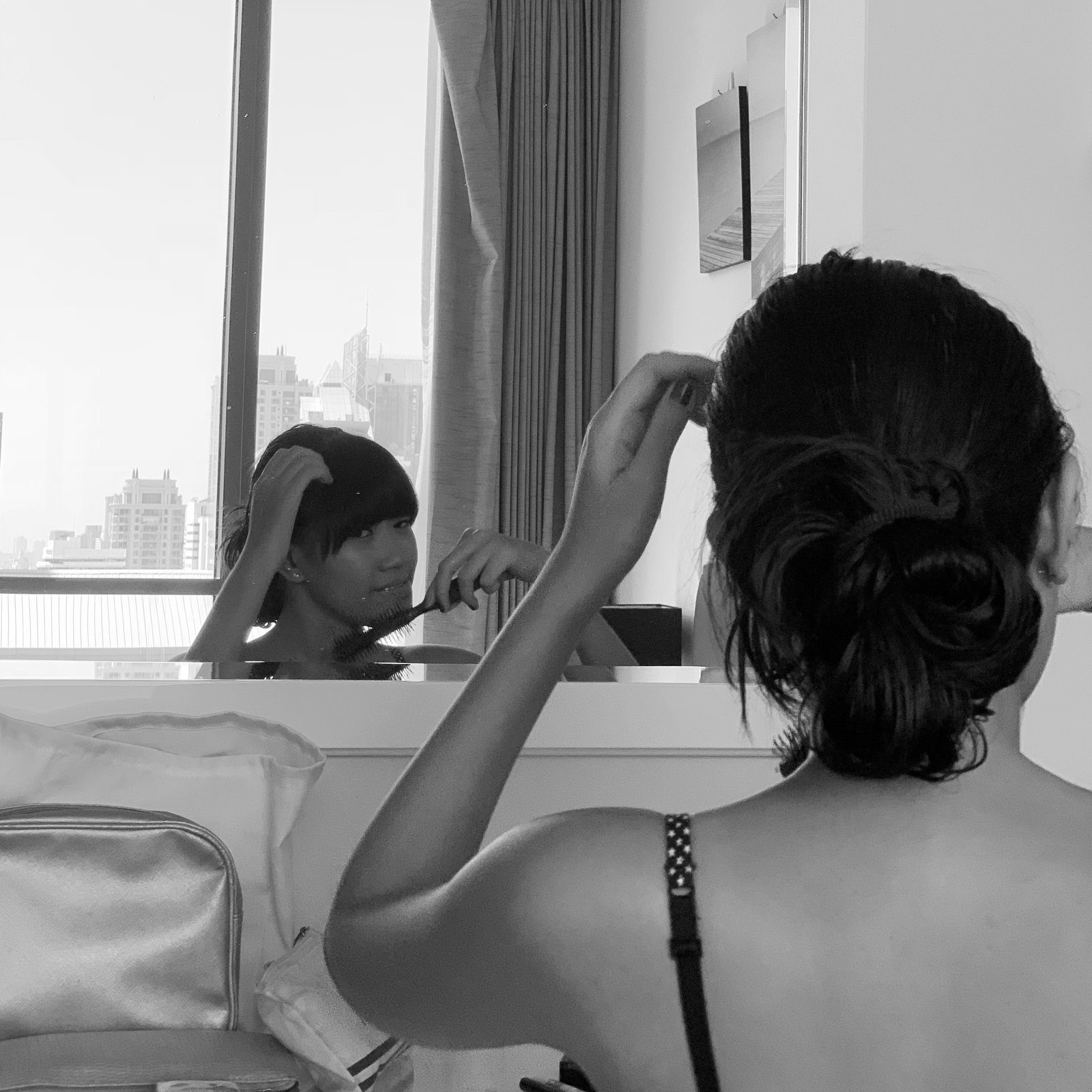 Reflecting, a black-and-white Chromaluxe print from Bangkok